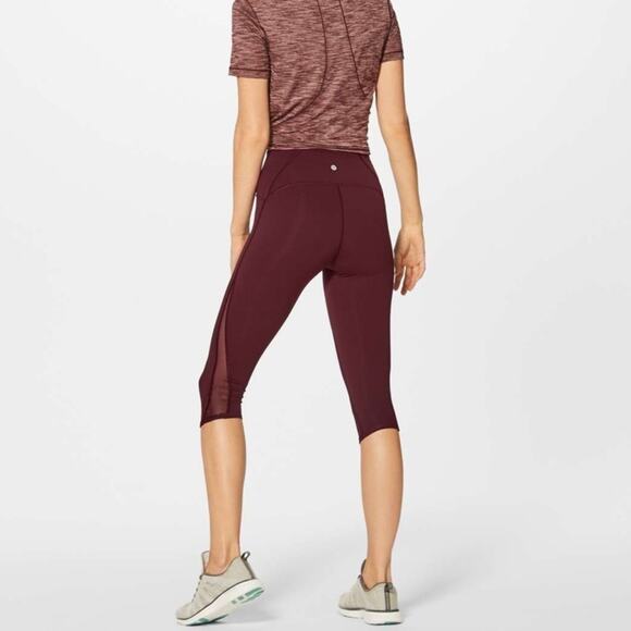 Lululemon Train Times Crop (17") Cherry Red - Picture 1 of 11
